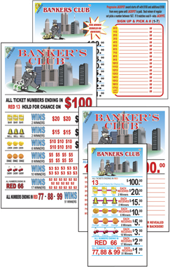 pull tabs bankers club window five winners