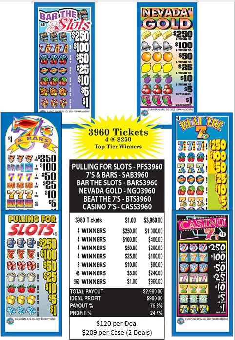 Pull Tab Tickets $.50 Casino Diamonds 2400 Ticket Ct. 
